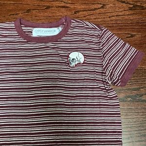 Gypsy Warrior maroon and white striped crop top